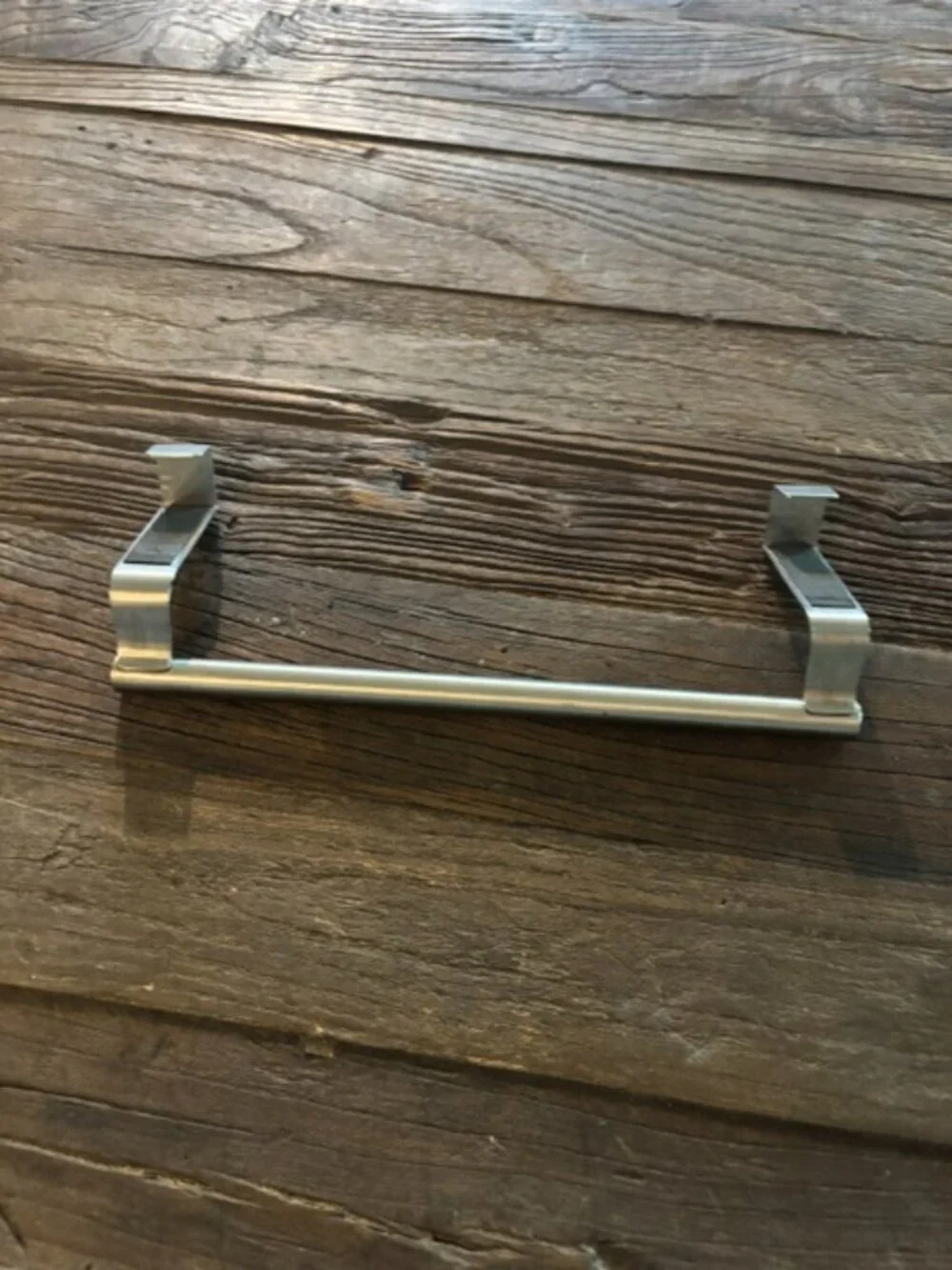 Over-the-cabinet towel hook - sleek, silver tone - SALE!